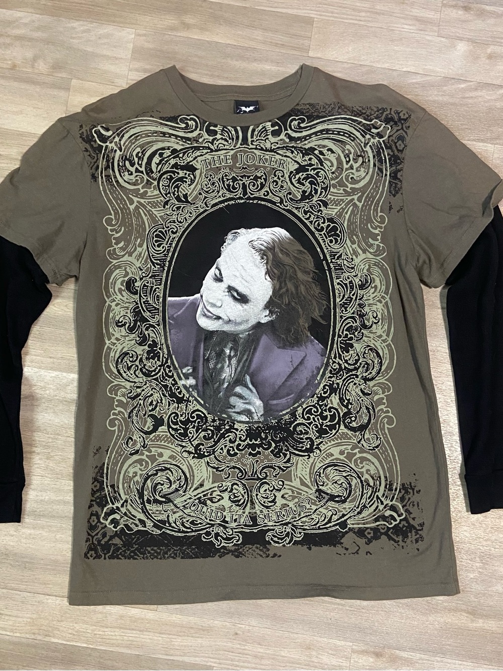 The Dark Knight Joker Heath Ledger Layered Thermal Shirt DC Comics 2008 Rare L